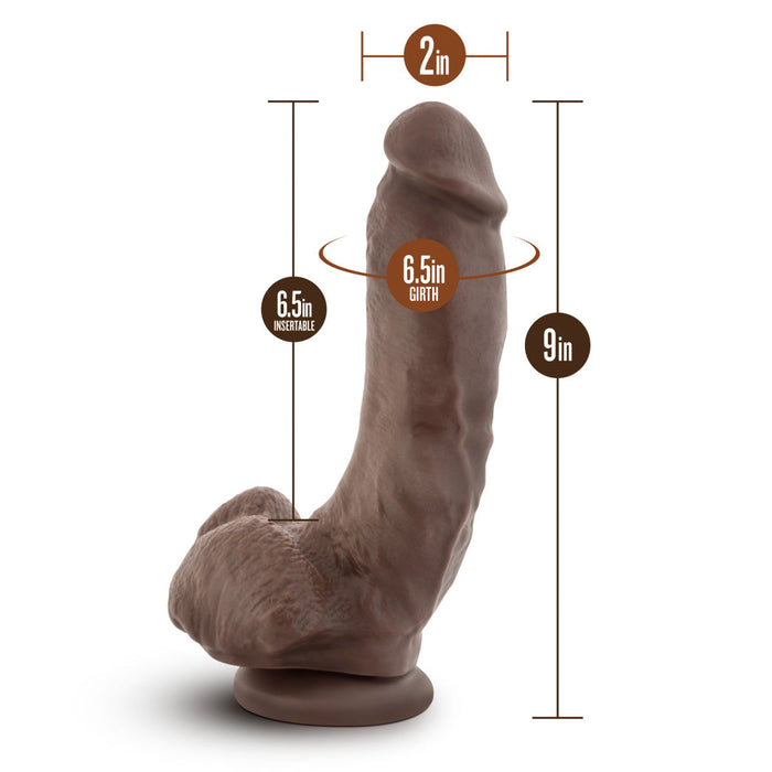 Eden 9" Long Brown Ridged Suction Realistic Dildo With Suction Cup Base