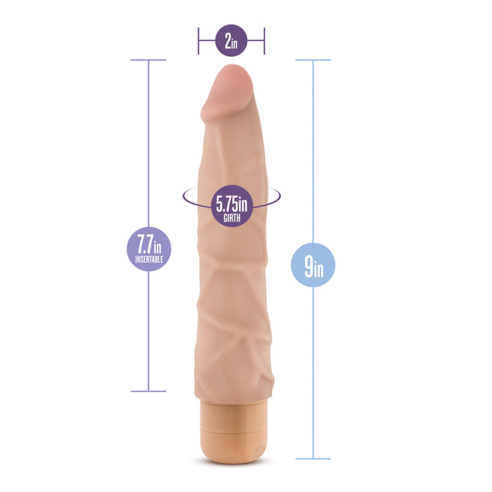 Eden 9" Long Beige Ridged Realistic 1 Mode Vibrating Dildo