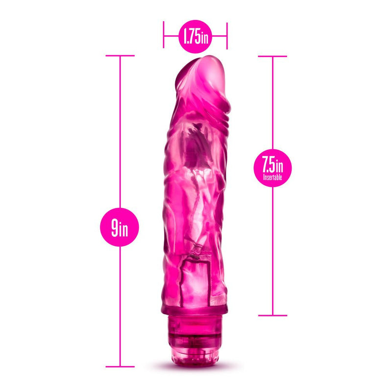 Eden 9" Long Glow In The Dark Pink Ridged 1 Mode Vibrating Dildo
