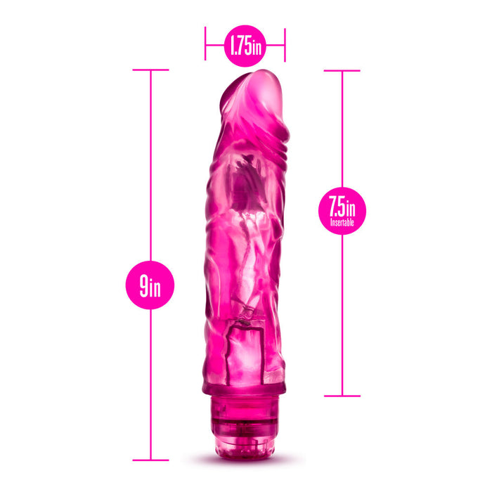 Eden 9" Long Glow In The Dark Pink Ridged 1 Mode Vibrating Dildo