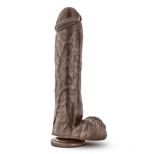 Adult Sex Toys 11.5" Long Brown Ridged Suction Realistic Dildo With Suction Cup Base