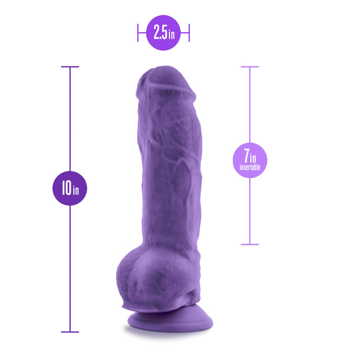 Eden 10" Long Purple Realistic Dildo With Balls & Suction Cup Base