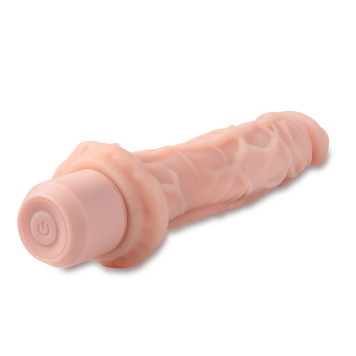 Eden 10" Long Beige Multi-Speed Vibrating Silicone Silicone Dildo