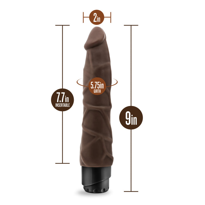 Eden 9" Long Brown Ridged Realistic 1 Mode Vibrating Dildo