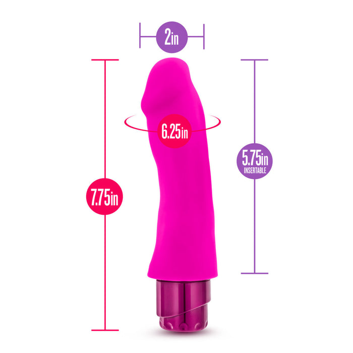 Eden 7.5" Long Pink Silicone Ridged G Spot Vibrating Dildo