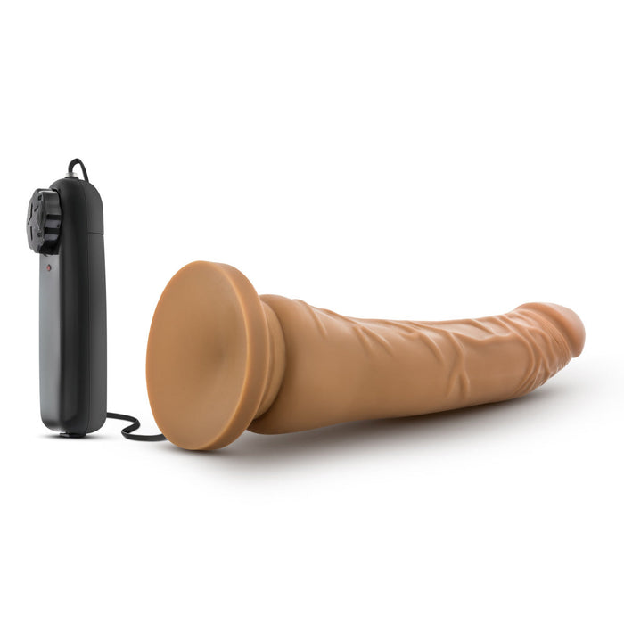 Eden 8.5" Long Brown With Suction Cup Base Ridged Suction Realistic Vibrating Dildo With Suction Cup Base