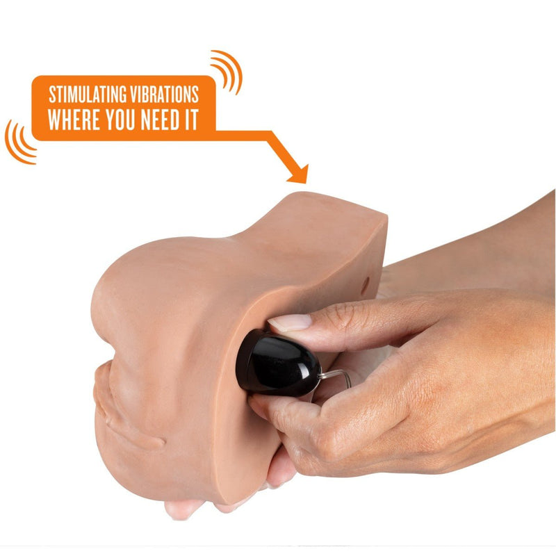 Eden Ultra Soft Brown Realistic Ribbed & Snug Pocket Pussy Vibrating Masturbator