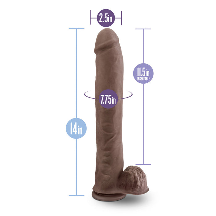 Eden 14" Long Brown Realistic Dildo With Balls & Suction Cup Base