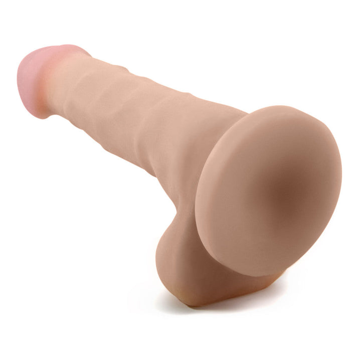 Eden 7" Long Beige Ridged Rigid Realistic Dildo With Suction Cup Base