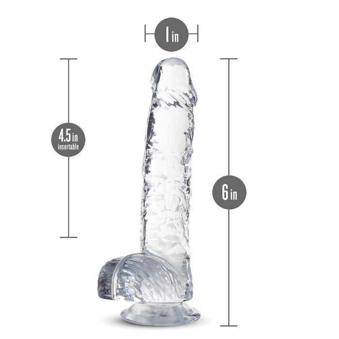 Eden 6" Long Clear Realistic Dildo With Balls & Suction Cup Base