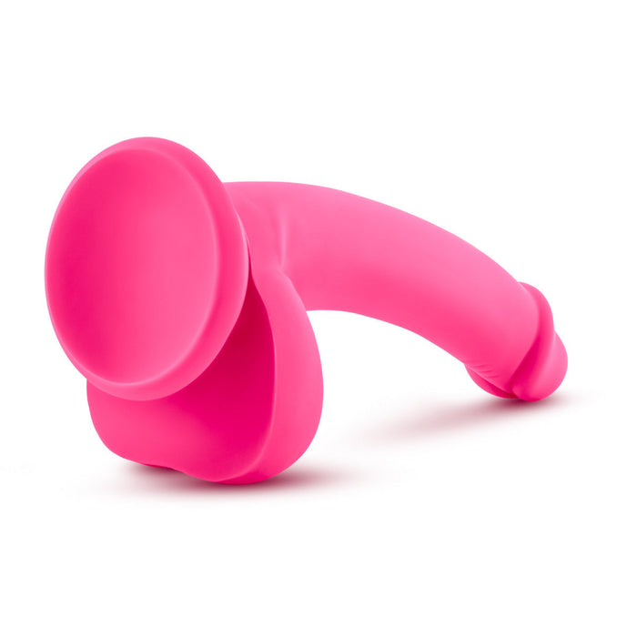 Eden 7.75" Long Pink Silicone Realistic Curved Dildo With Balls & Suction Cup Base