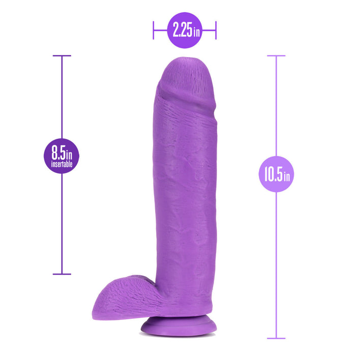 Eden 10.5" Long Purple Realistic Dildo With Balls & Suction Cup Base