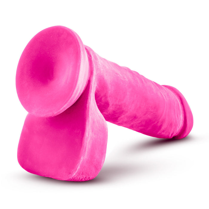 Eden 8" Long Pink Rigid Realistic Dildo With Balls & Suction Cup Base