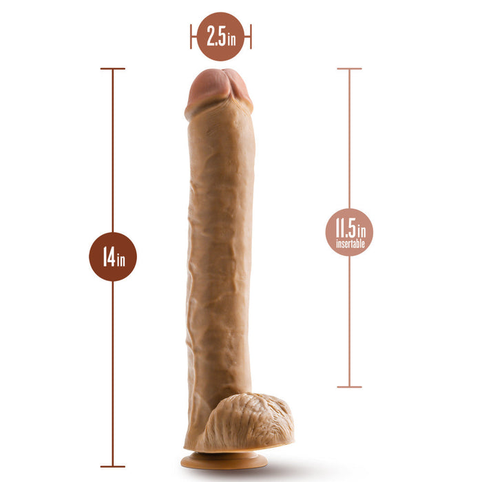 Eden 14" Long Brown Realistic Dildo With Balls & Suction Cup Base