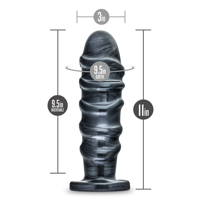 Eden 11" Long X-Large Black Ribbed Anal Butt Plug