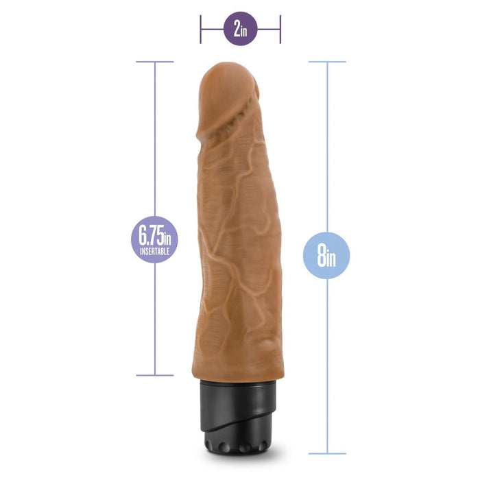 Eden 8" Long Brown Ridged Realistic 1 Mode Vibrating Dildo