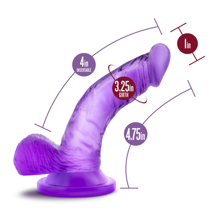 Eden 4.75" Long Purple Realistic Curved Dildo With Balls & Suction Cup Base