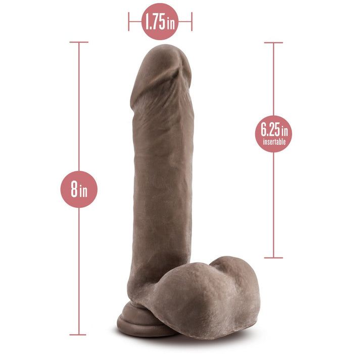 Eden 8" Long Rigid Dildo With Balls & Suction Cup Base