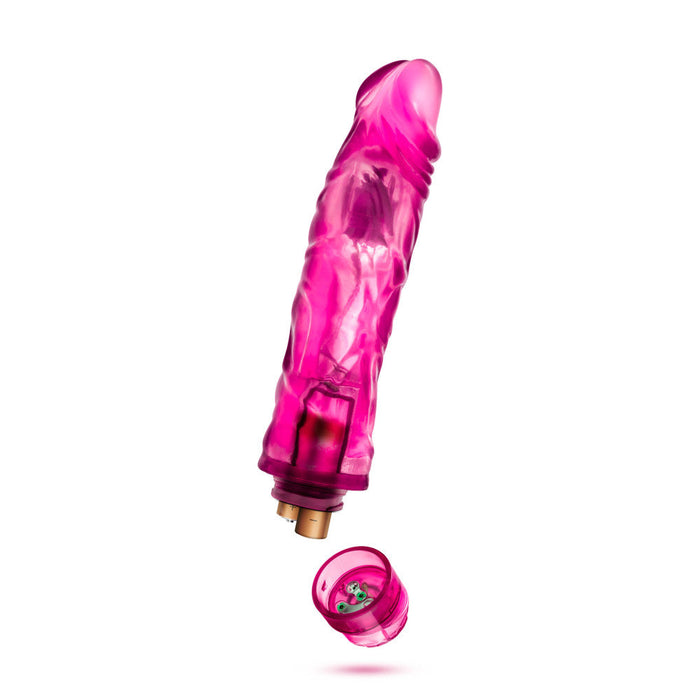 Eden 9" Long Glow In The Dark Pink Ridged 1 Mode Vibrating Dildo