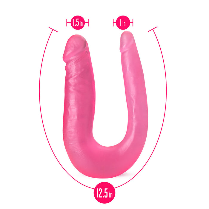 Eden 12.5" Long Pink Realistic U-Shape Double Sided Dildo