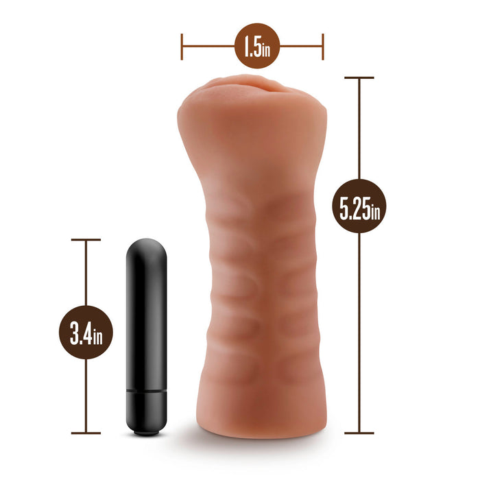 Eden Ultra Soft Brown Realistic Ribbed Pocket Pussy Vibrating Masturbator