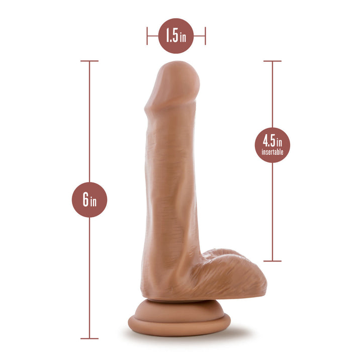 Eden 6.5" Long Brown Ridged Suction Realistic Dildo With Suction Cup Base