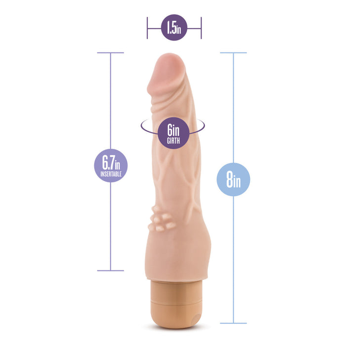 Eden 8" Long Beige Ridged Realistic 1 Mode Vibrating Dildo