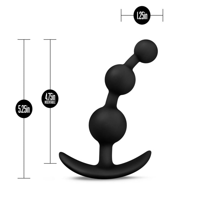 Eden 5" Long Curved Black Silicone Anal Bead