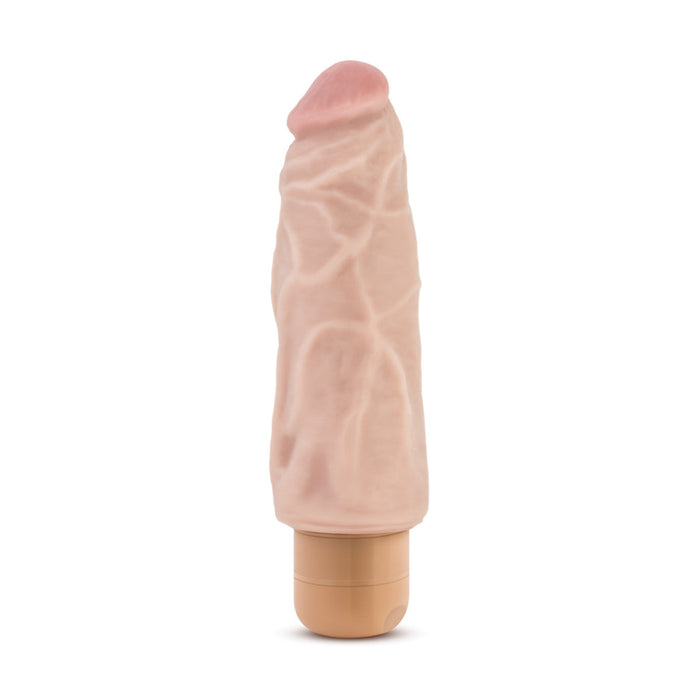 Adult Sex Toys 7.5" Long Beige Ridged Realistic 1 Mode Vibrating Dildo