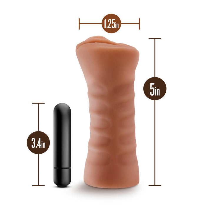 Eden Ultra Soft Brown Realistic Snug Pocket Pussy Vibrating Masturbator