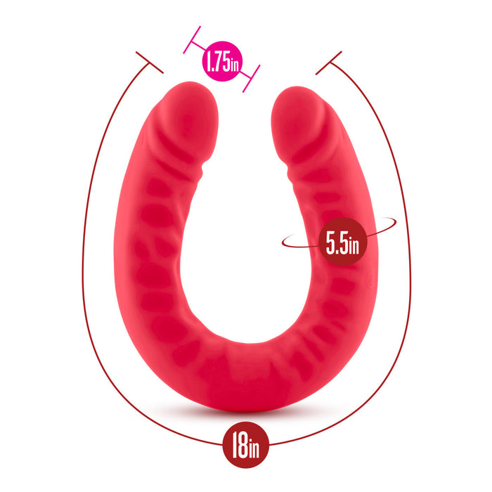 Eden 18" Long Red Silicone U-Shaped Double Sided Dildo