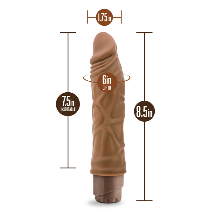 Eden 8.5" Long Beige Ridged Realistic 1 Mode Vibrating Dildo