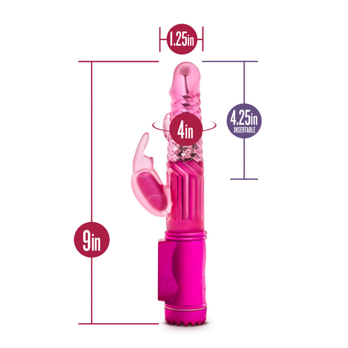 Eden 9" Long Pink Multi-Speed Gyrating & Rotating Rabbit Vibrator