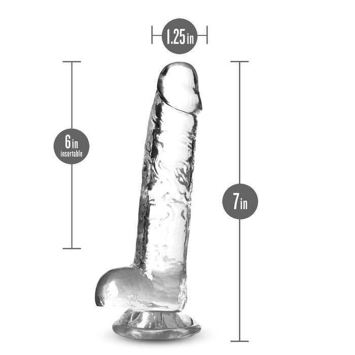 Eden 7" Long Clear Realistic Dildo With Balls & Suction Cup Base