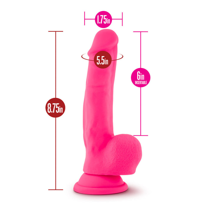 Eden 8.75" Long Pink Silicone Realistic Dildo With Balls & Suction Cup Base