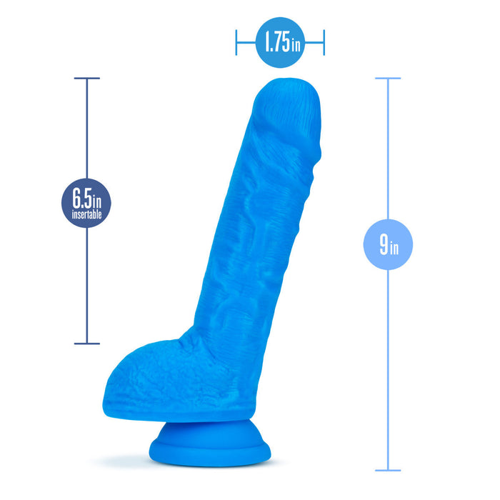 Eden 9" Long Blue Realistic Dildo With Suction Cup Base