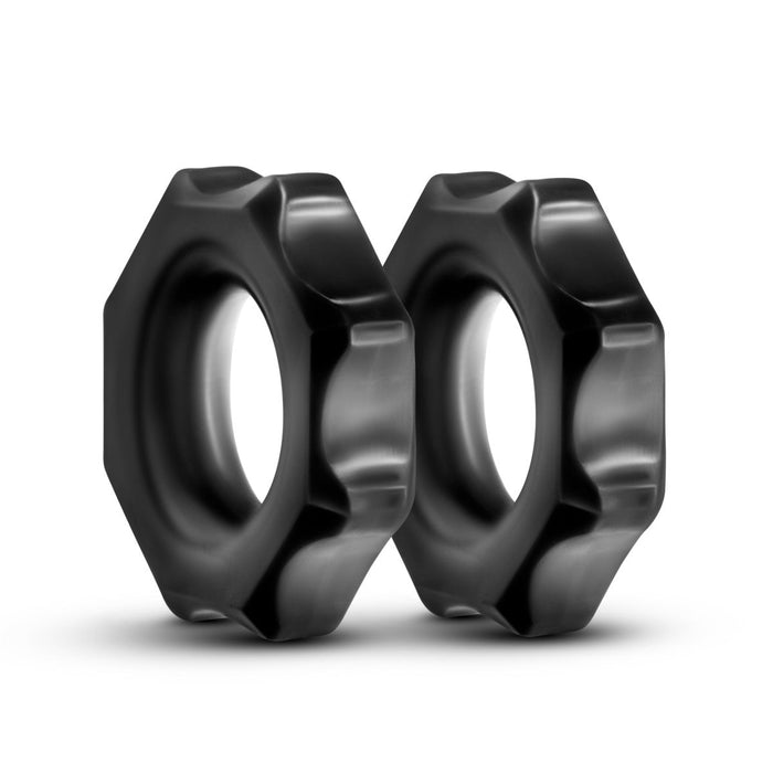 Eden Soft & Stretchy Black Gear Cock Rings (Set of 2)