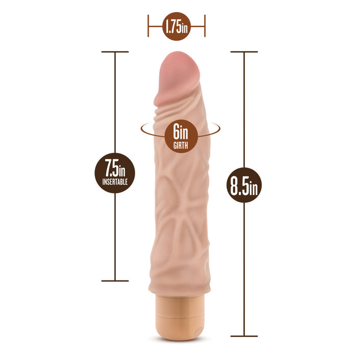 Eden 8.5" Long Beige Ridged Realistic 1 Mode Vibrating Dildo