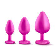 Adult Sex Toys 3 Piece Long Pink Silicone Anal Butt Plug (3 Pack)