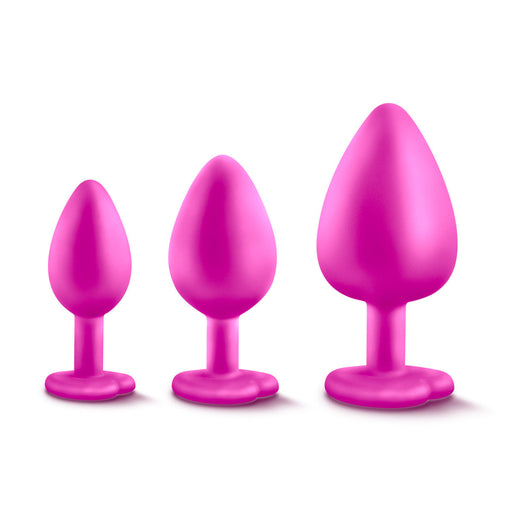 Adult Sex Toys 3 Piece Long Pink Silicone Anal Butt Plug (3 Pack)