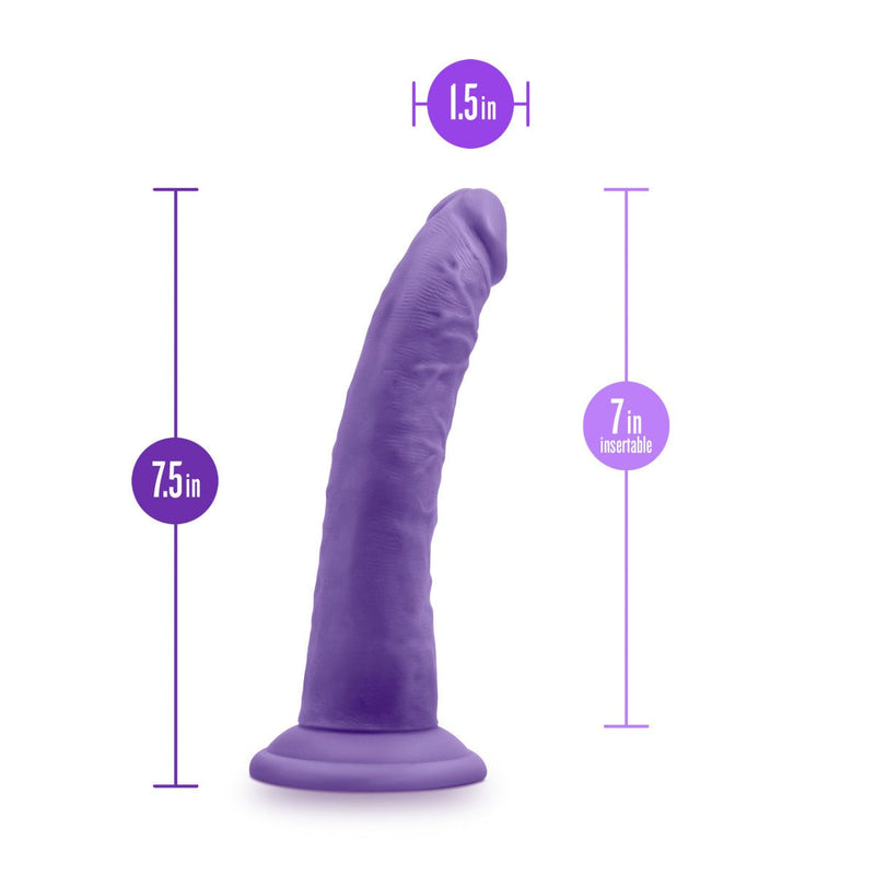Eden 7.5" Long Purple Tapered Rigid Realistic Dildo With Suction Cup Base