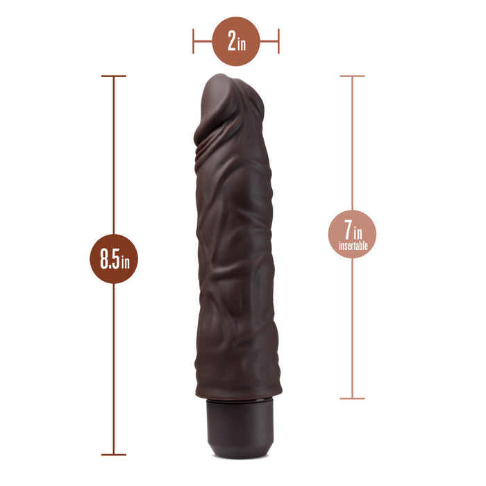 Eden 8" Long Brown Curved Silicone G Spot 10 Mode Vibrating Dildo