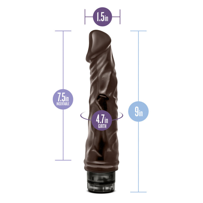 Eden 8.5" Long Brown Ridged Realistic 1 Mode Vibrating Dildo