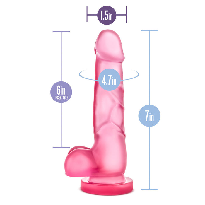 Eden 7" Long Pink Realistic Dildo With Balls & Suction Cup Base