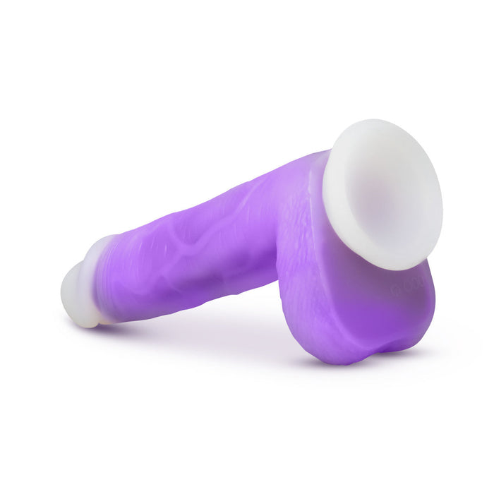 Eden 8.5" Long Glow In The Dark Purple Silicone Realistic Dildo With Suction Cup Base