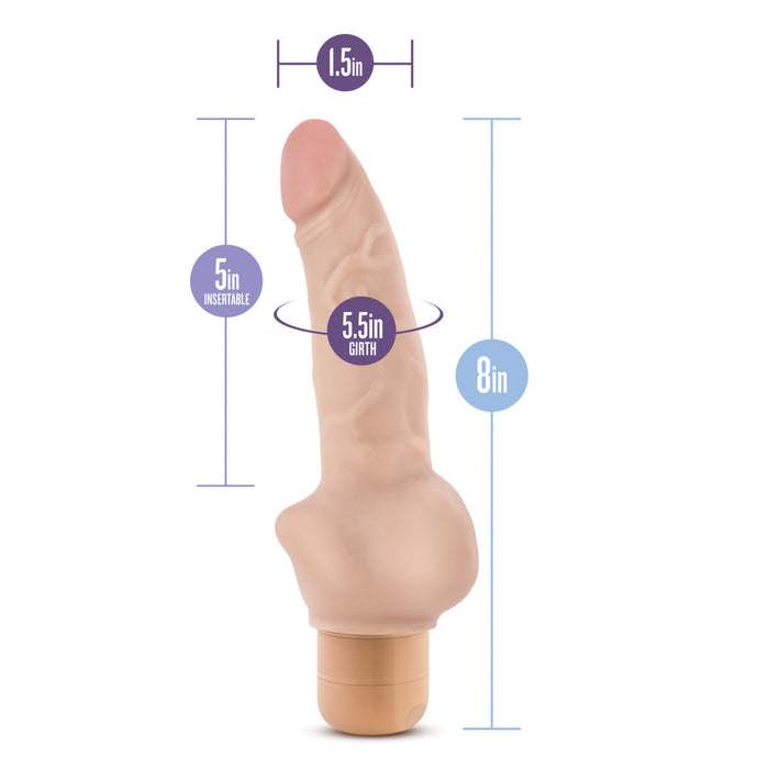 Eden 8" Long Beige Ridged Realistic 1 Mode Vibrating Dildo