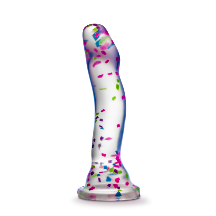 Adult Sex Toys 7.5" Long Glow In The Dark Multi-colored Silicone Ridged G Spot / P Spot Dildo