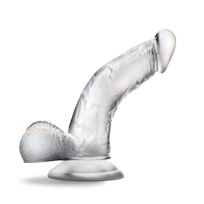 Eden 6.5" Long Clear Curved G Spot Realistic Dildo With Balls & Suction Cup Base