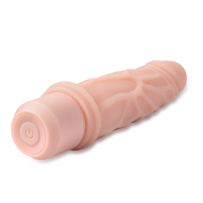 Eden 7.5" Long Beige Silicone Curved G Spot 10 Mode Vibrating Dildo