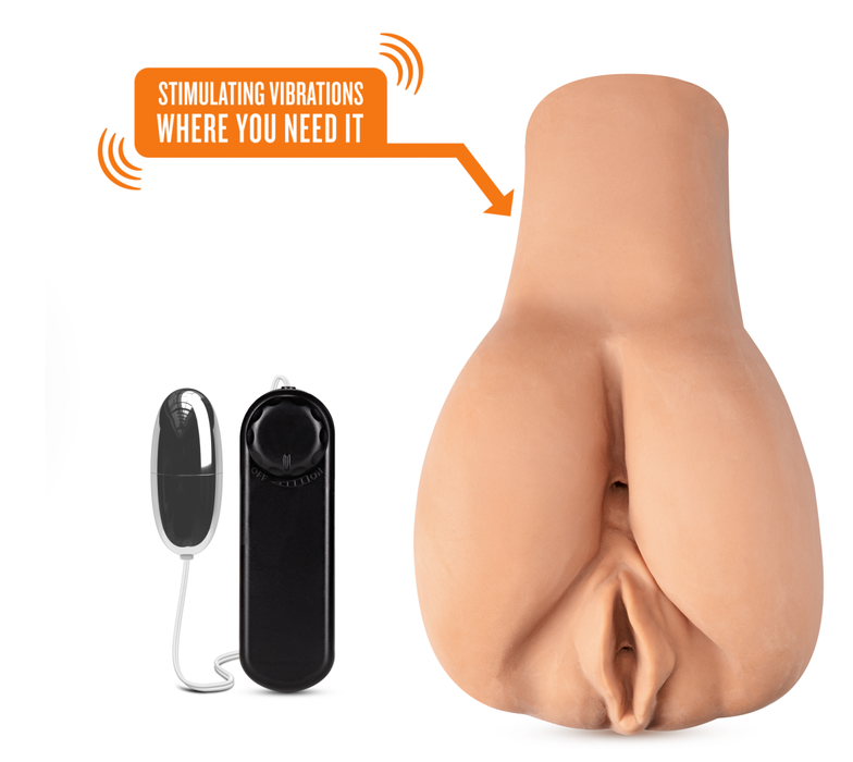 Eden Ultra Soft Brown Realistic Ribbed & Snug Pocket Pussy Vibrating Masturbator